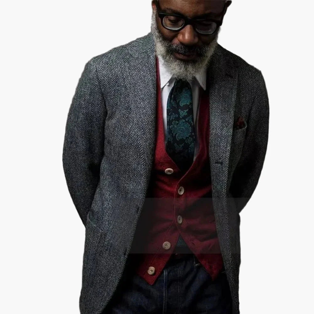 Veste blazer homme élégante style chevron – Idéale pour affaires et occasions formelles