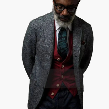 Veste blazer homme élégante style chevron – Idéale pour affaires et occasions formelles