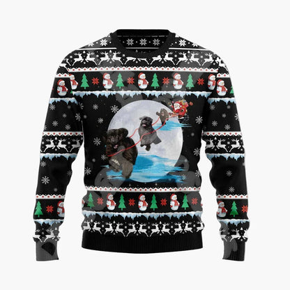 Sweatshirt de Noël Homme Style Humour - Pull Festif Père Noël Drôle sur Cheminée