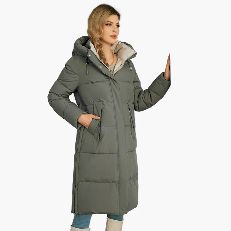 Manteau d'hiver long matelassé à capuche pour femme, style urbain chaud