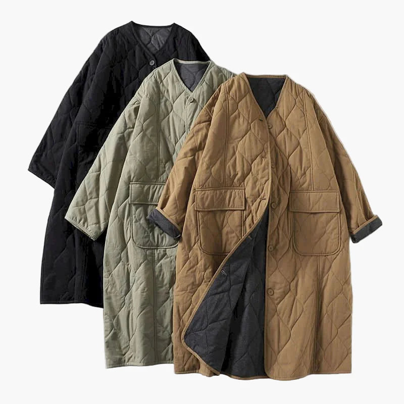 Manteau matelassé ample style japonais pour femme – Élégance décontractée automne-hiver