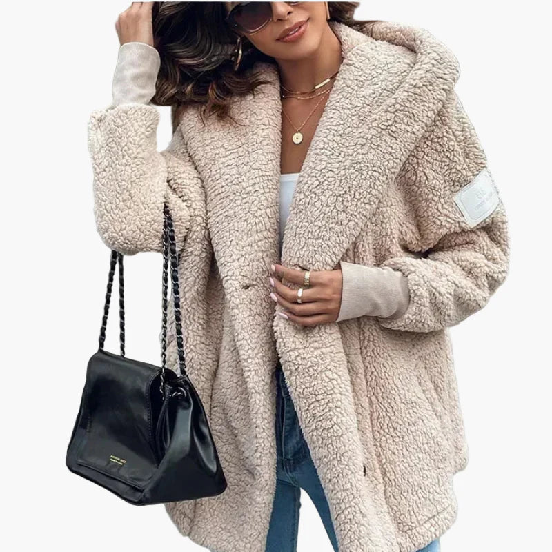 Manteau à capuche style peluche pour femme, tendance décontractée et élégante