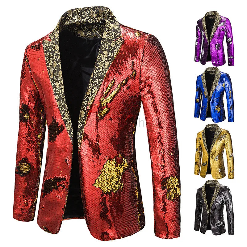 Veste de soirée homme style luxe à paillettes pour événements festifs et spectacles