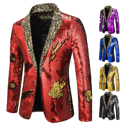 Veste de soirée homme style luxe à paillettes pour événements festifs et spectacles