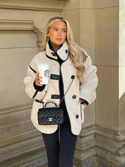 Veste Surdimensionnée Femme Style Urbain Élégant pour Automne et Hiver