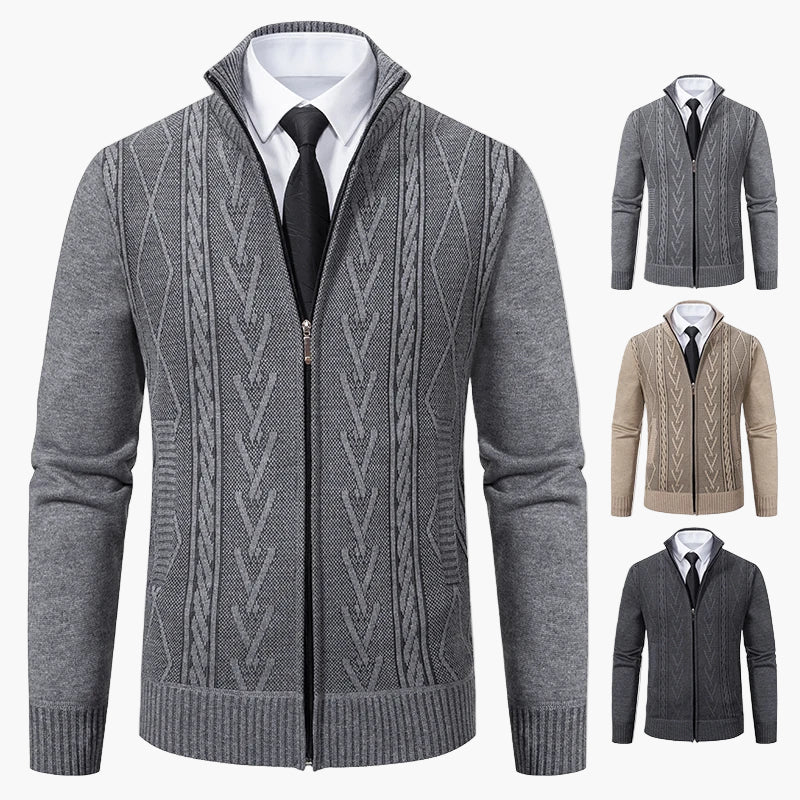 Gilet zippé homme style élégant à motif torsadé – Idéal pour affaires et sorties décontractées