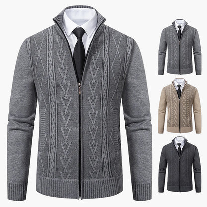 Gilet zippé homme style élégant à motif torsadé – Idéal pour affaires et sorties décontractées