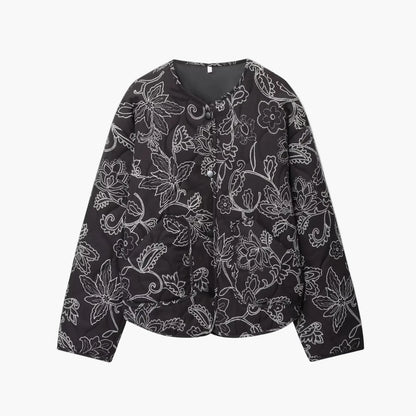 Veste matelassée décontractée femme style floral idéale pour l'automne et le printemps
