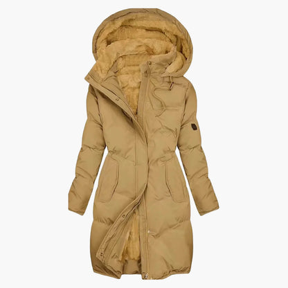 Manteau d'hiver long à capuche pour femme, style élégant et chaud, idéal pour l'hiver
