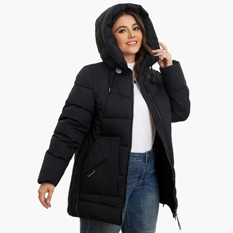 Manteau d'hiver matelassé à capuche pour femme, style moderne et confort quotidien