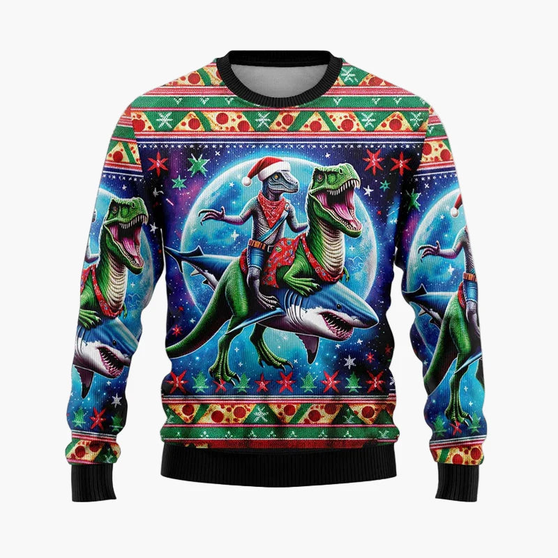 Pull de Noël homme style urbain festif avec Père Noël hip-hop – Idéal pour soirées et fêtes