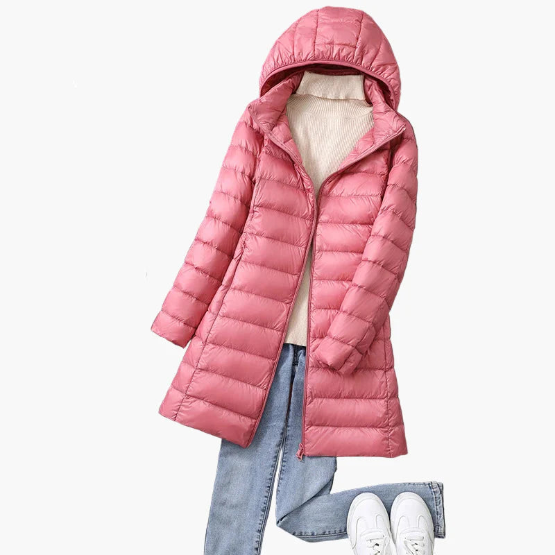 Manteau long matelassé à capuche pour femme, style décontracté, idéal pour l'hiver