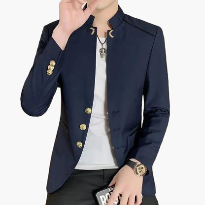 Veste élégante col mao pour homme style urbain chic soirée et bureau