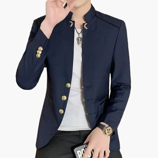 Veste élégante col mao pour homme style urbain chic soirée et bureau
