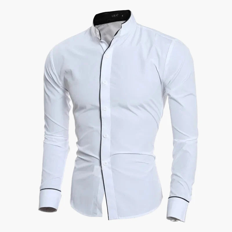 Chemise élégante à col montant pour homme – Style moderne et ajusté, idéale pour le bureau ou les occasions spéciales