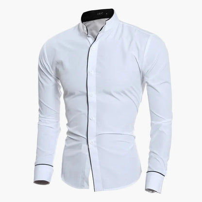 Chemise élégante à col montant pour homme – Style moderne et ajusté, idéale pour le bureau ou les occasions spéciales