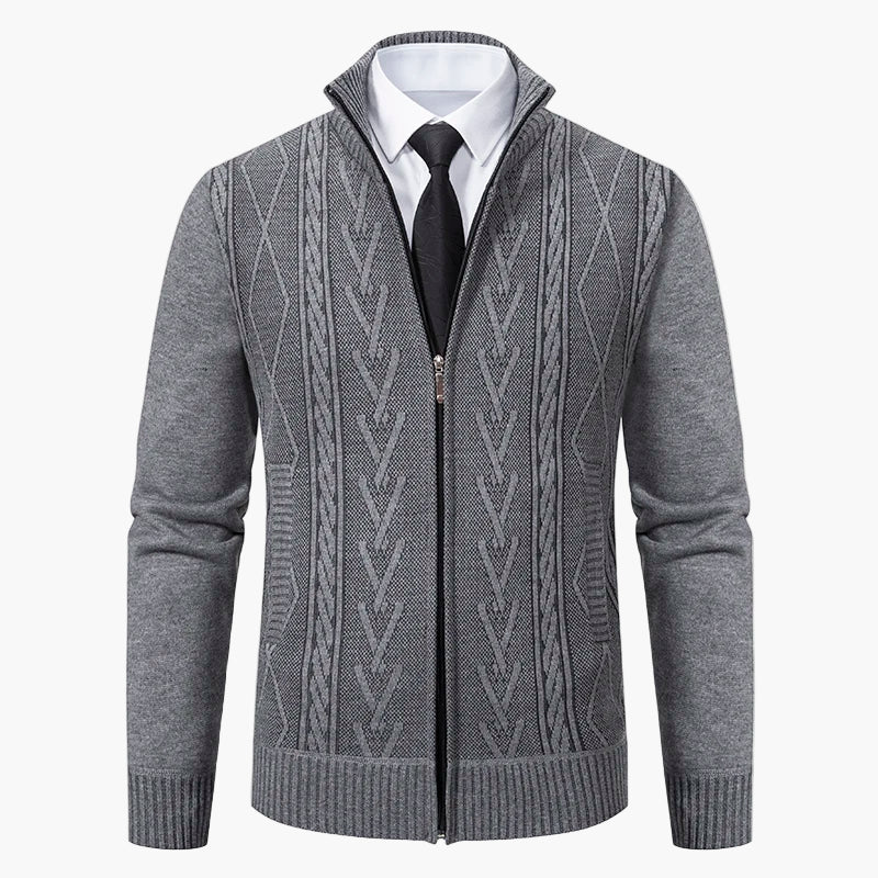 Gilet zippé homme style élégant à motif torsadé – Idéal pour affaires et sorties décontractées