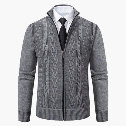 Gilet zippé homme style élégant à motif torsadé – Idéal pour affaires et sorties décontractées