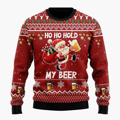 Pull de Noël Homme Style Humoristique Santa Beer - Idéal Fêtes et Cadeaux