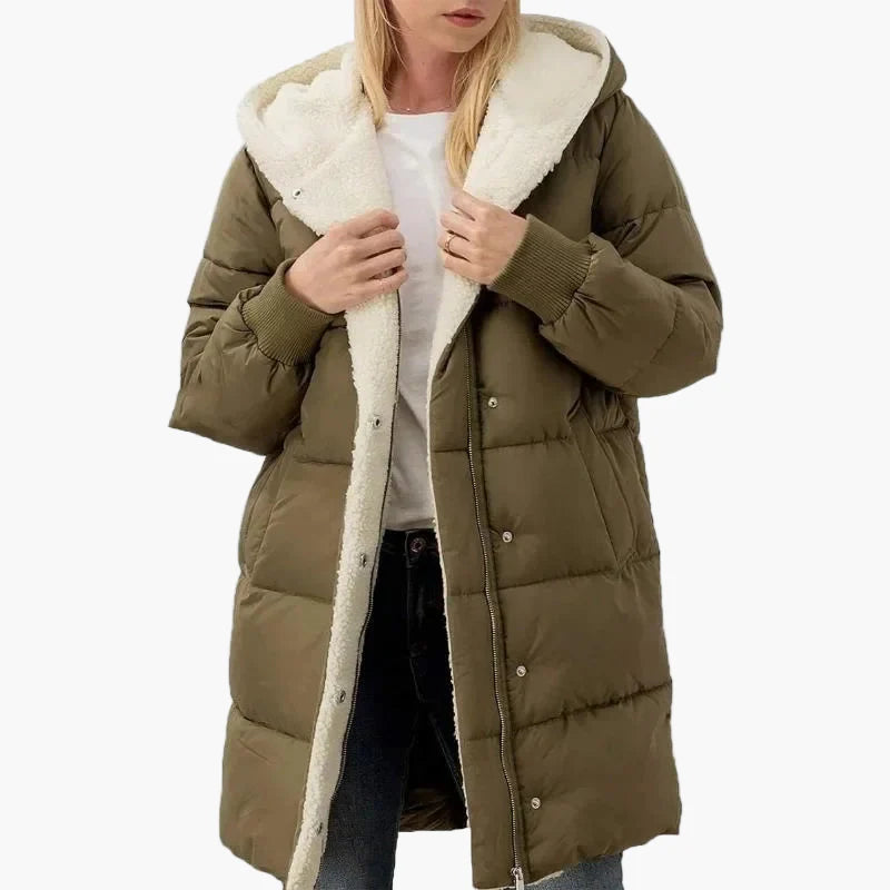 Manteau long matelassé à capuche pour femme – Style hivernal décontracté et élégant