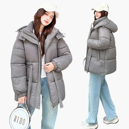 Manteau d'Hiver Matelassé à Capuche Ceinturé pour Femme – Style Décontracté et Tendance