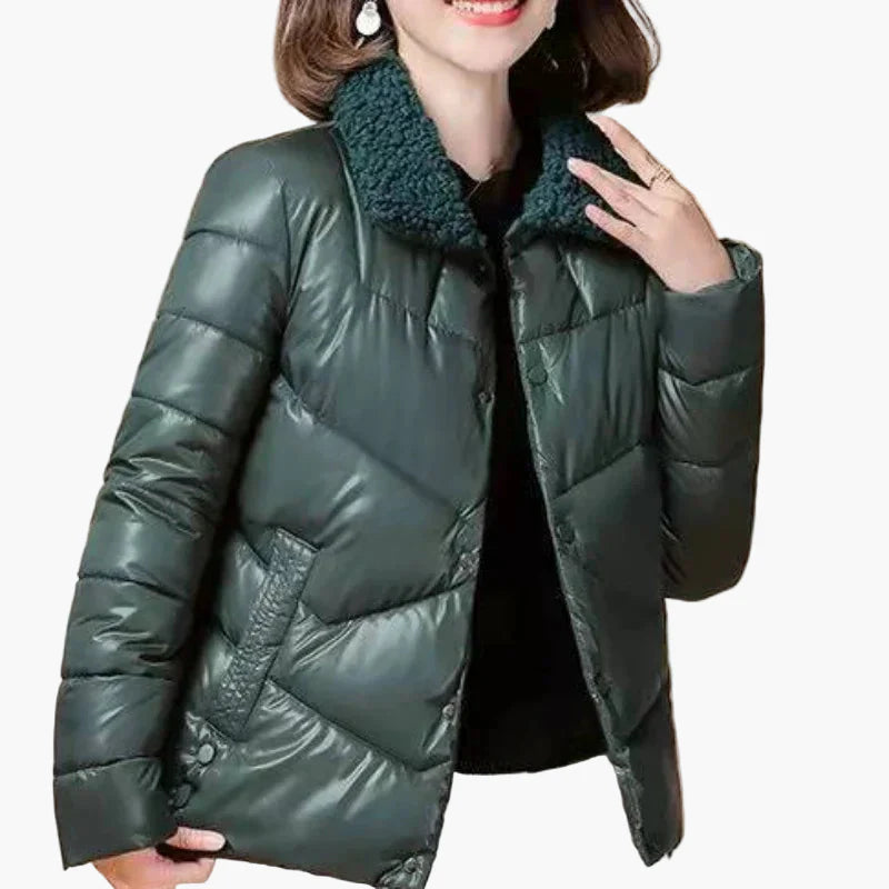 Doudoune Femme Élégante Col Fourrure Style Moderne pour Hiver et Ville