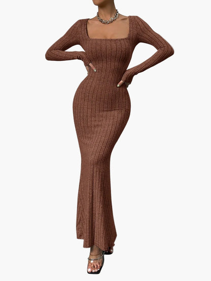 Robe longue moulante à manches longues pour femme – Élégance chic et moderne