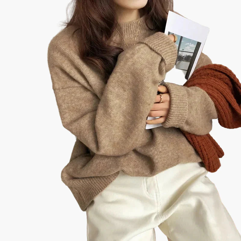 Pull oversize style rétro pour femme, look décontracté et tendance, idéal automne hiver