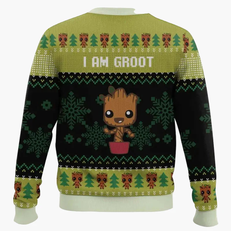 Pull de Noël unisexe style geek "I Am Grootmas" – Sweat-shirt humoristique à motif Baby Groot pour fans de Marvel
