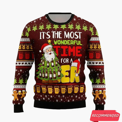 Pull de Noël homme style ugly sweater pour amateurs de bière – Humour festif, idéal fêtes et cadeaux