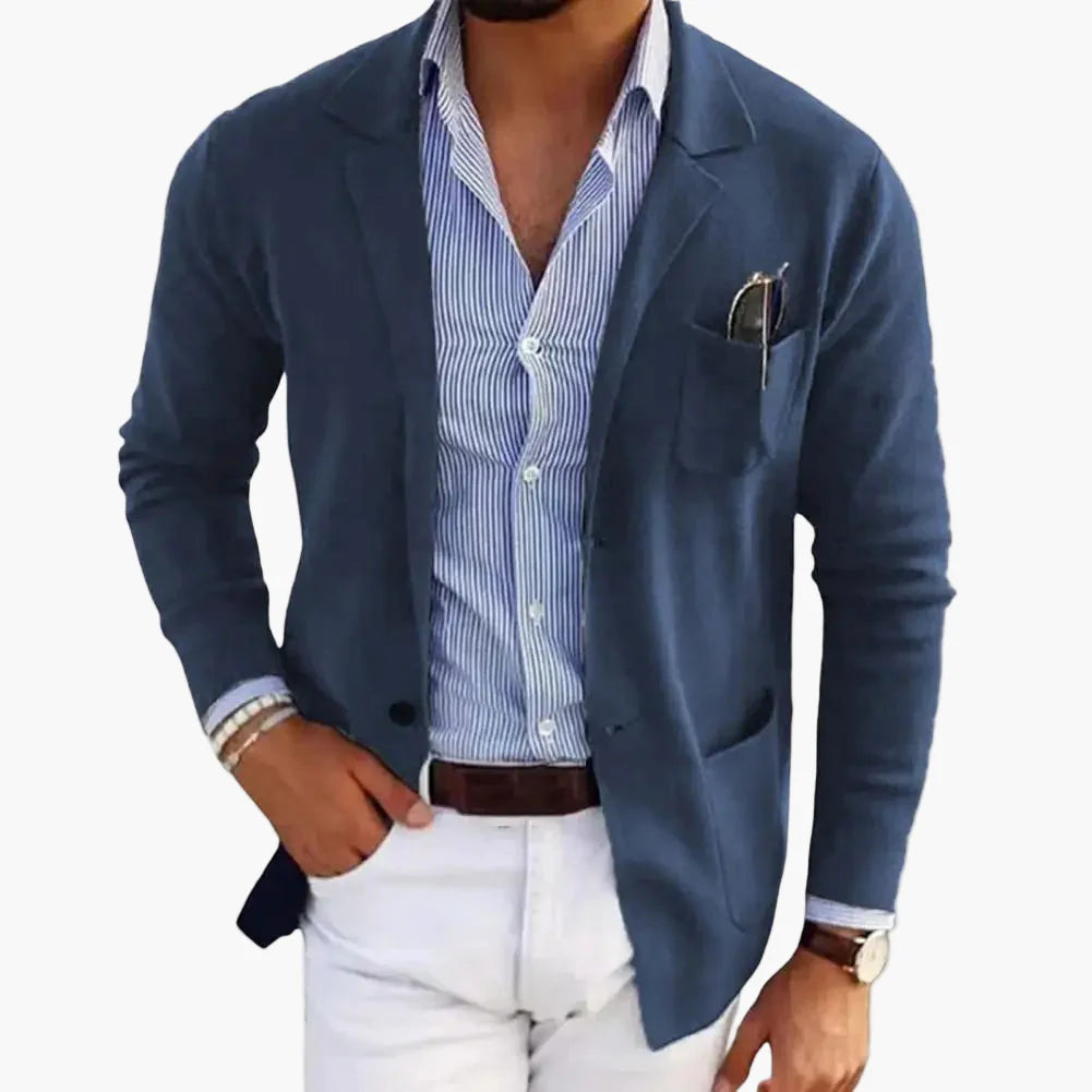 Veste Blazer Homme Élégant Décontracté à Revers, Manches Longues, Style Affaires et Casual