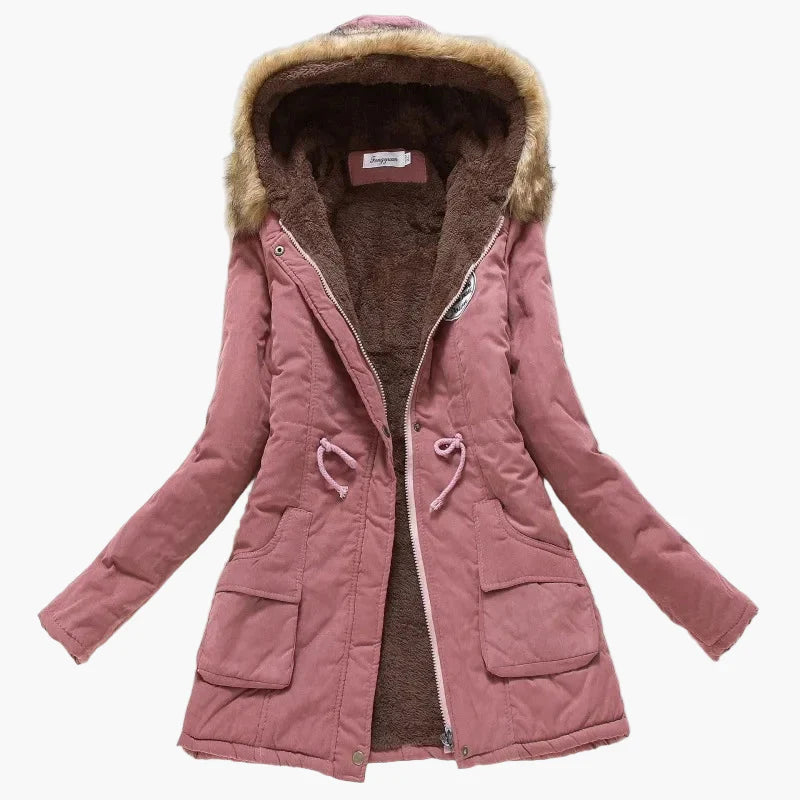 Manteau d'hiver femme style coréen avec capuche et doublure chaude, coupe mi-longue, grande taille, élégant et décontracté