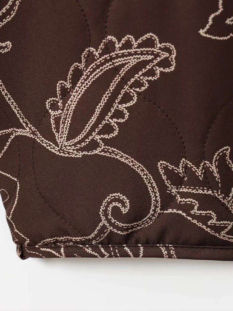 Veste matelassée décontractée femme style floral idéale pour l'automne et le printemps