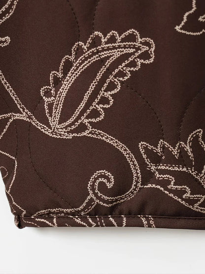 Veste matelassée décontractée femme style floral idéale pour l'automne et le printemps