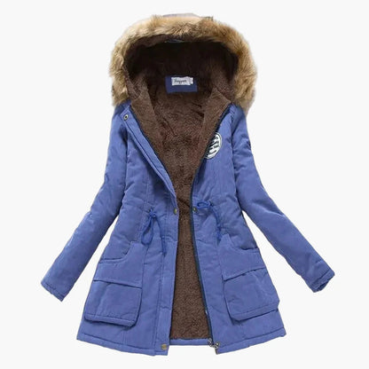 Manteau d'hiver femme style coréen avec capuche et doublure chaude, coupe mi-longue, grande taille, élégant et décontracté