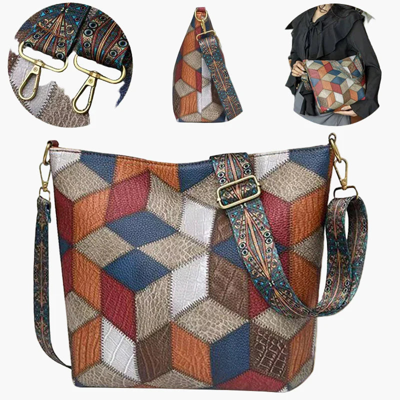 Sac à bandoulière patchwork pour femme - Style bohème chic et pratique au quotidien