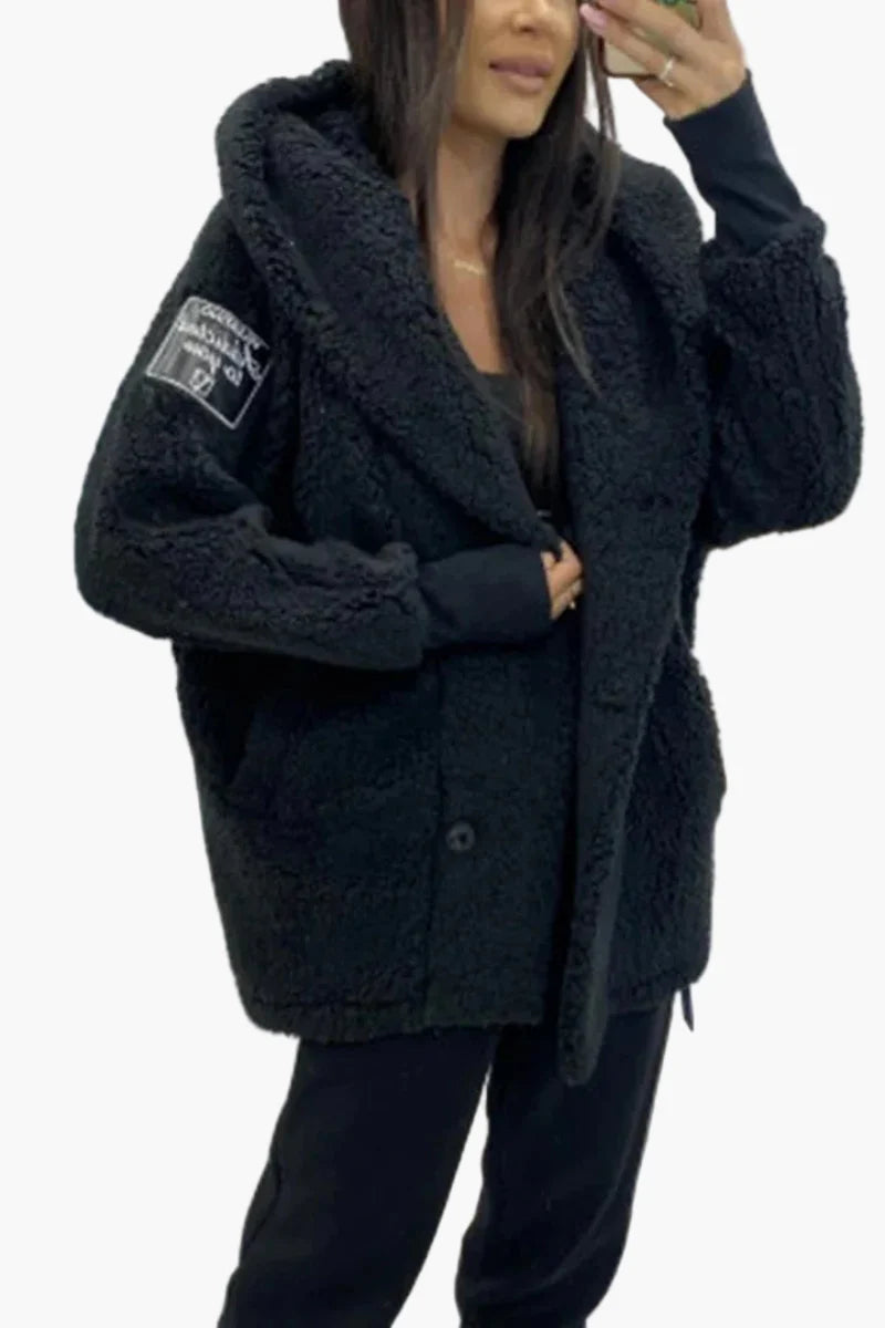 Manteau à capuche style peluche pour femme, tendance décontractée et élégante