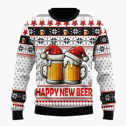 Pull de Noël Homme Style Humoristique Santa Beer - Idéal Fêtes et Cadeaux