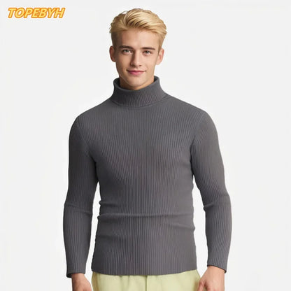 Toby – Pull à col montant ajusté en tricot pour homme