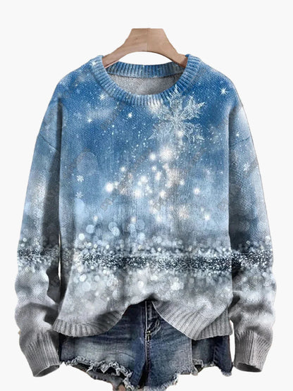 Pull de Noël fantaisie brodé pour femme, style décontracté, idéal pour les fêtes