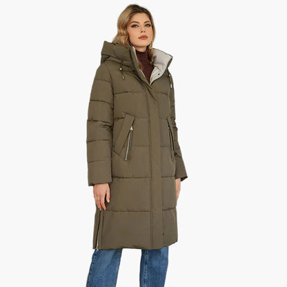 Manteau d'hiver long matelassé à capuche pour femme, style urbain chaud