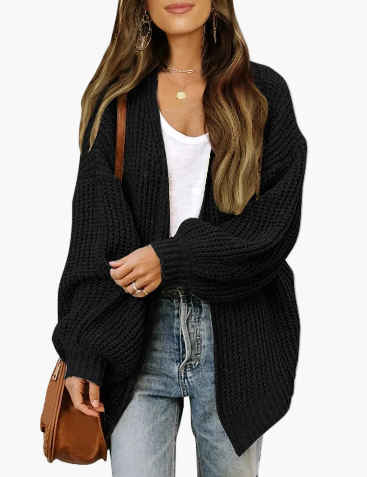 Gilet Cardigan Décontracté Femme Style Oversize pour Automne et Hiver
