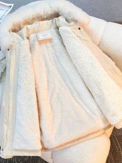 Veste d'hiver femme à capuche avec fausse fourrure – Style décontracté, idéale pour temps froid