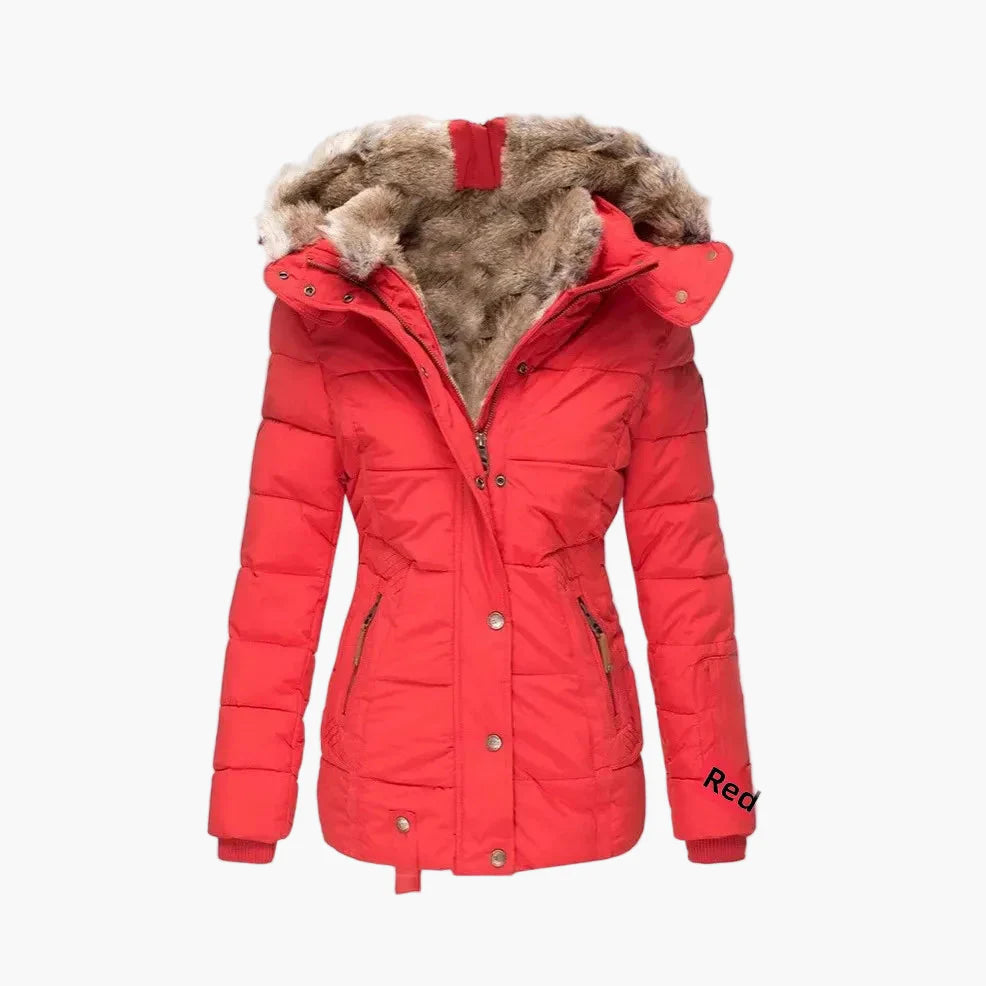 Veste d'Hiver Femme Élégante à Capuche avec Fourrure – Coupe Cintrée et Style Urbain