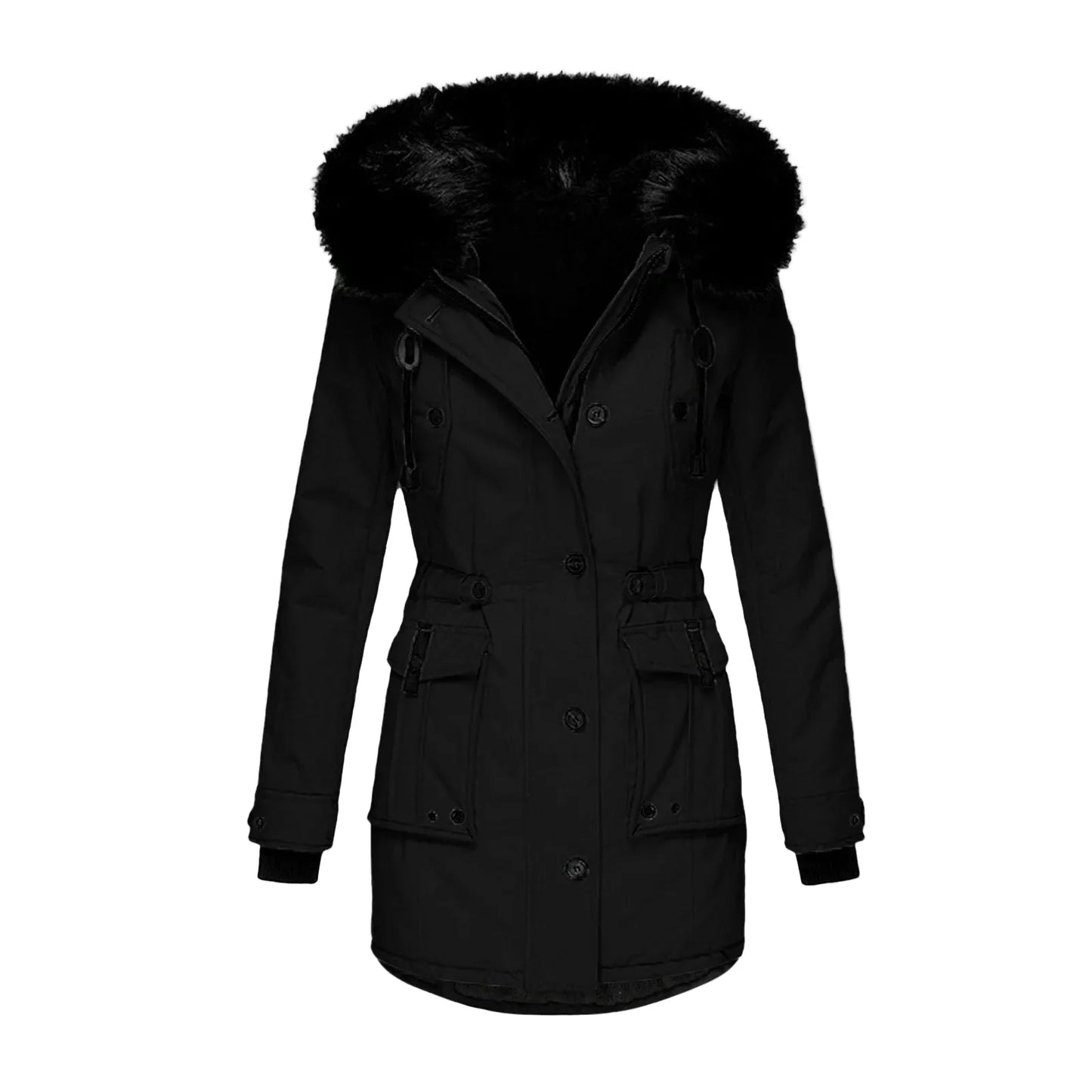 Manteau d'hiver femme grande taille avec capuche fourrure style vintage urbain