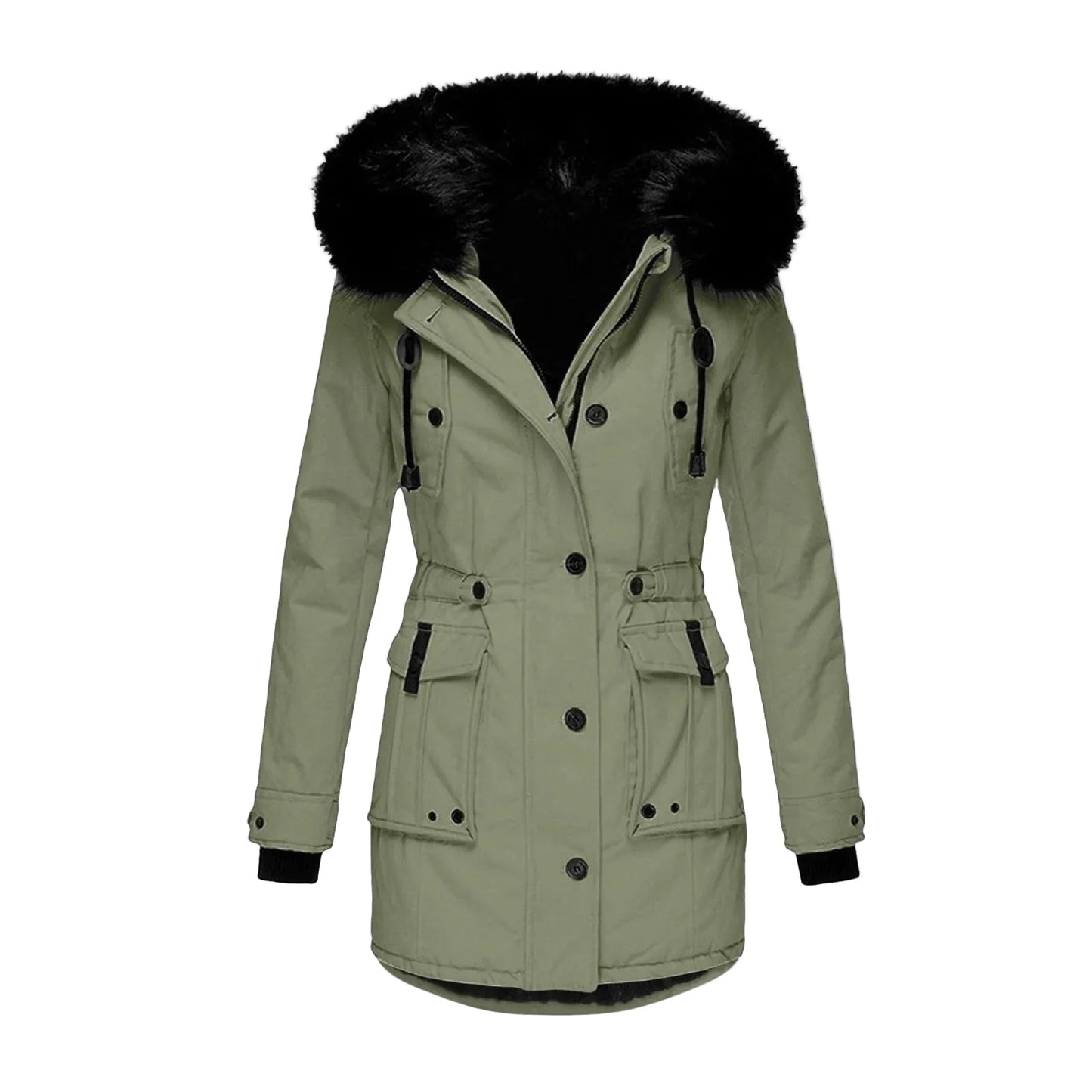 Manteau d'hiver femme grande taille avec capuche fourrure style vintage urbain