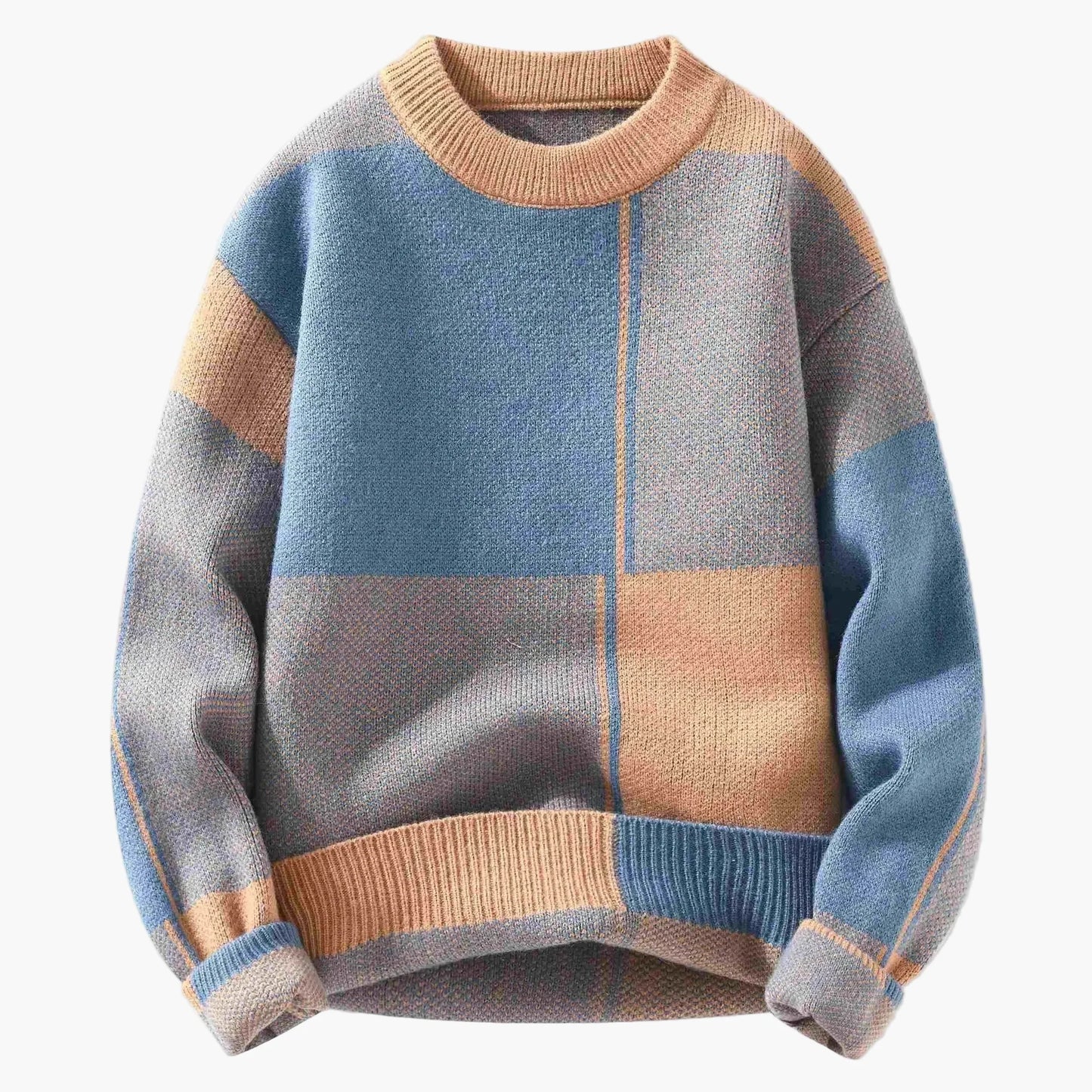Pull ample à motif géométrique pour homme, style décontracté tendance