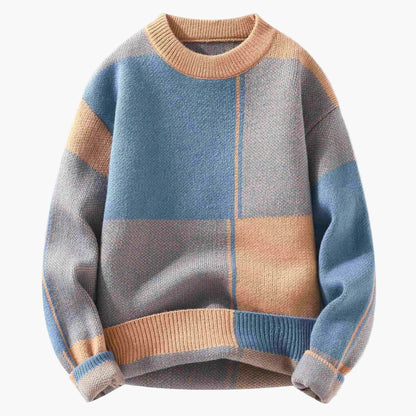 Pull ample à motif géométrique pour homme, style décontracté tendance