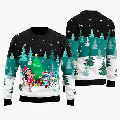 Pull de Noël unisexe style "ugly sweater" Stitch – Motif festif pour fans Disney, idéal fêtes et cadeaux