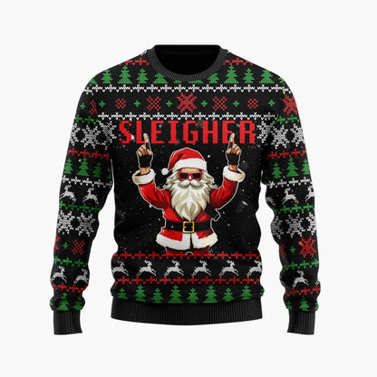 Pull de Noël drôle homme – Style rétro, motif Père Noël, idéal fêtes et soirées Ugly Christmas Sweater